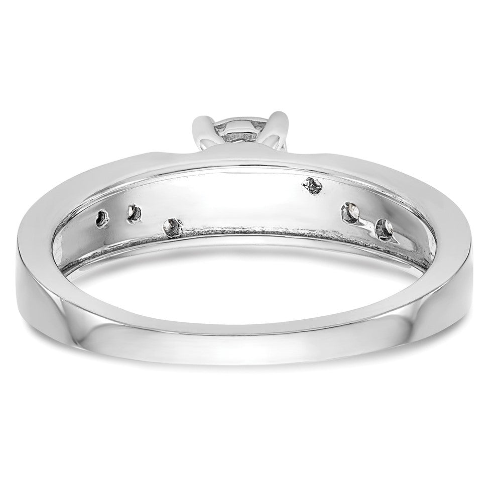 14K White Gold AA Quality 1/8 carat Diamond Trio Complete Engagement Ring