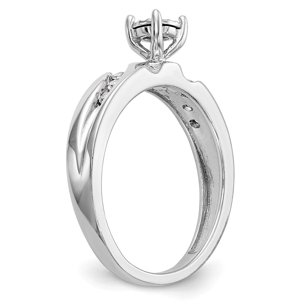 14K White Gold AA Quality 1/8 carat Diamond Trio Complete Engagement Ring