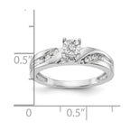 14K White Gold AA Quality 1/8 carat Diamond Trio Complete Engagement Ring