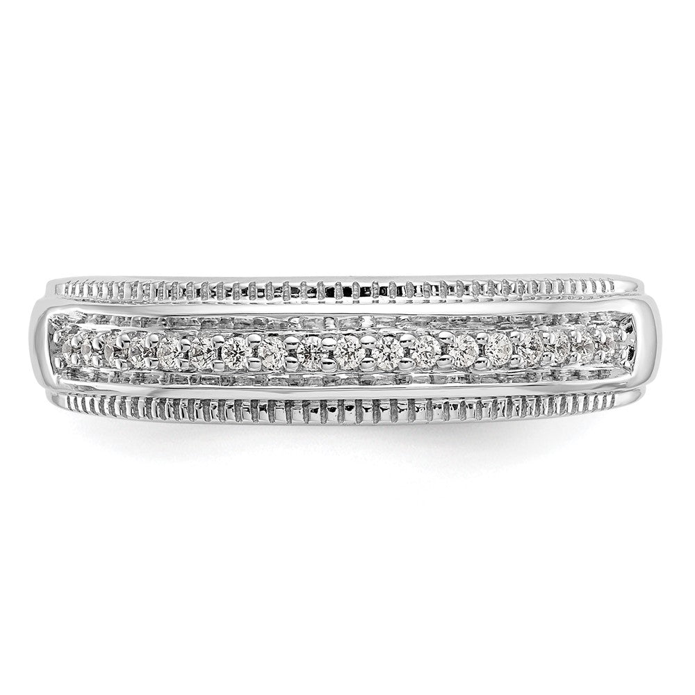 14K White Gold AA Quality 1/10 carat Diamond Trio Complete Men's Wedding Band