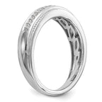 14K White Gold AA Quality 1/10 carat Diamond Trio Complete Men's Wedding Band