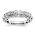 14K White Gold AA Quality 1/10 carat Diamond Trio Complete Men's Wedding Band