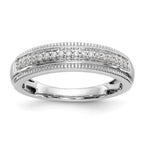 14K White Gold AA Quality 1/10 carat Diamond Trio Complete Men's Wedding Band