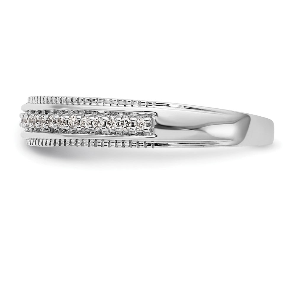 14K White Gold AA Quality 1/10 carat Diamond Trio Complete Ladies Wedding Band