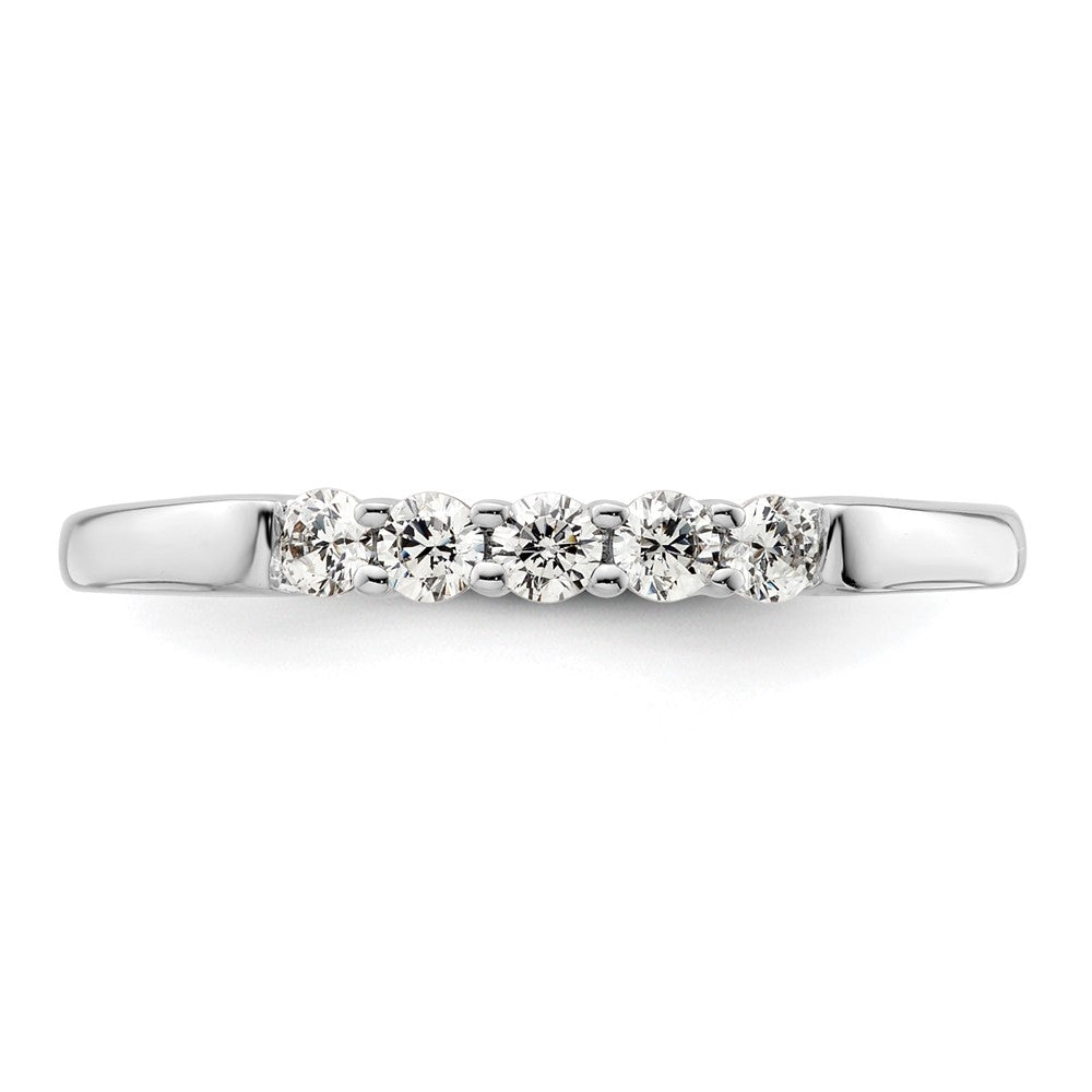 14K White Gold 5-Stone Shared Prong 1/4 carat Round Complete Diamond Band
