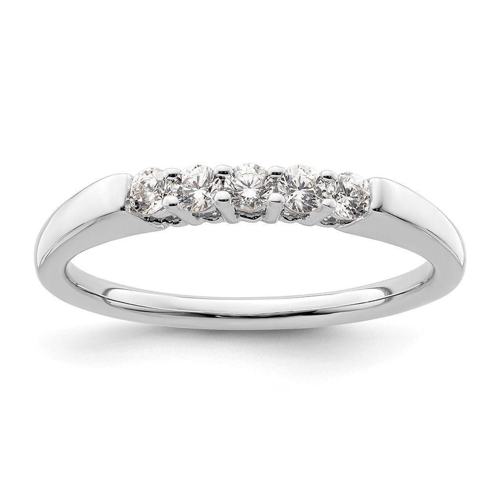 14K White Gold 5-Stone Shared Prong 1/4 carat Round Complete Diamond Band