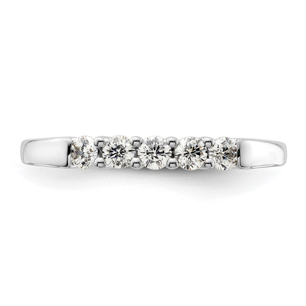 14K White Gold 5-Stone Shared Prong 1/3 carat Round Complete Diamond Band