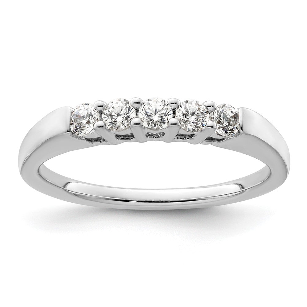 14K White Gold 5-Stone Shared Prong 1/3 carat Round Complete Diamond Band