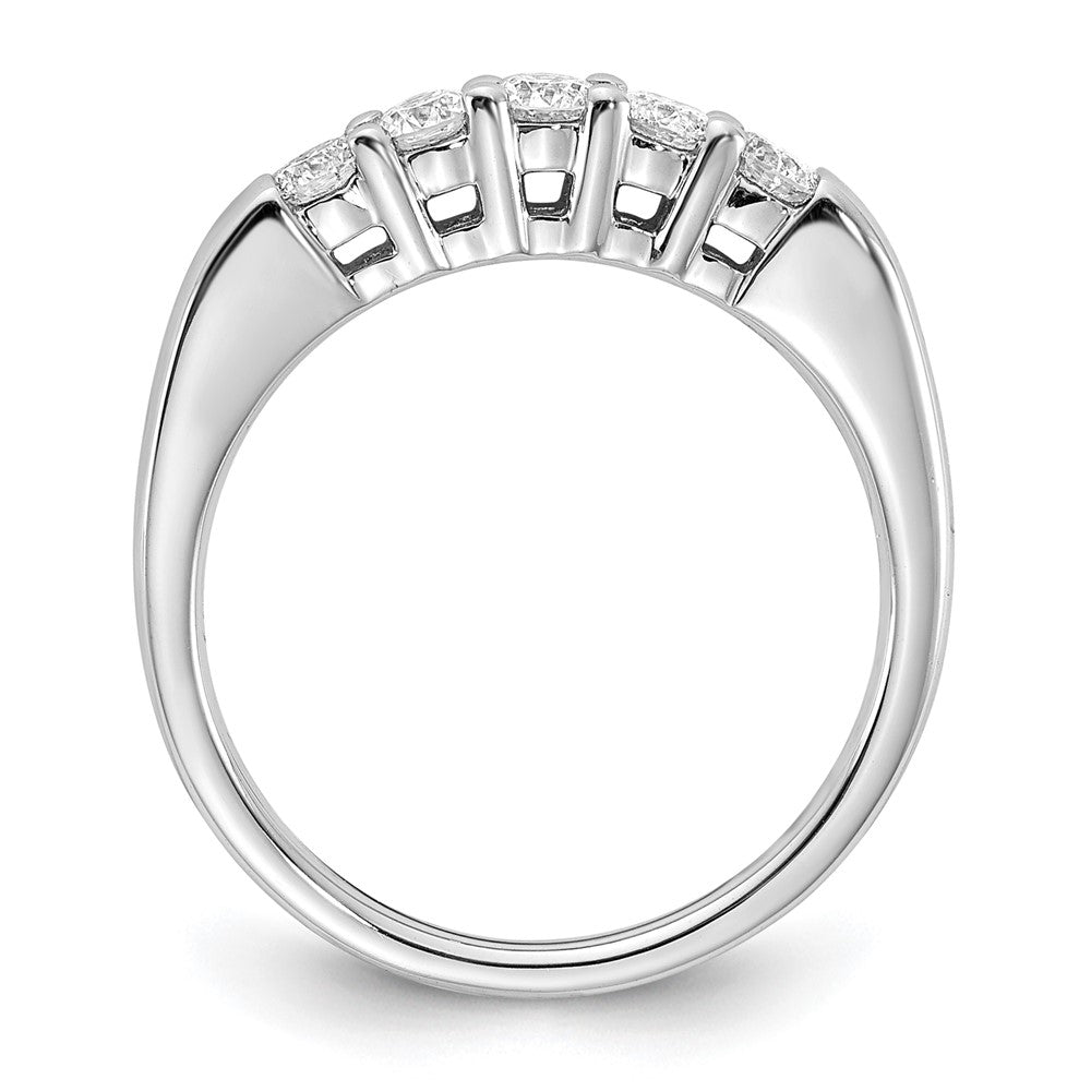 14K White Gold 5-Stone Shared Prong 1/2 carat Round Complete Diamond Band