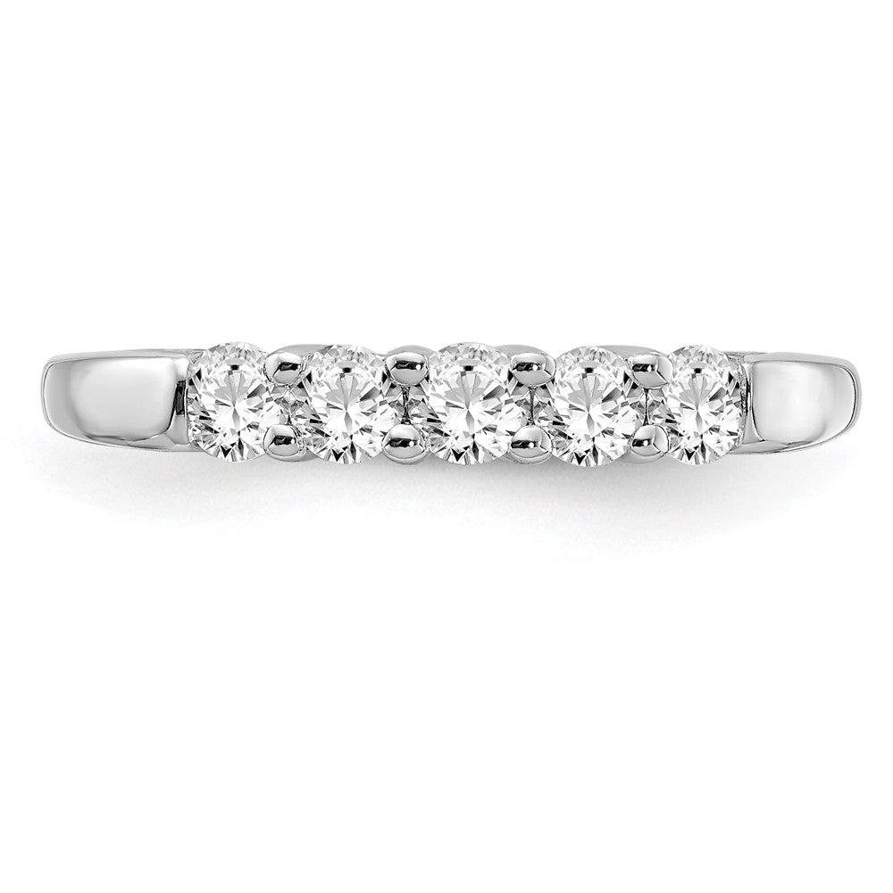 14K White Gold 5-Stone Shared Prong 1/2 carat Round Complete Diamond Band
