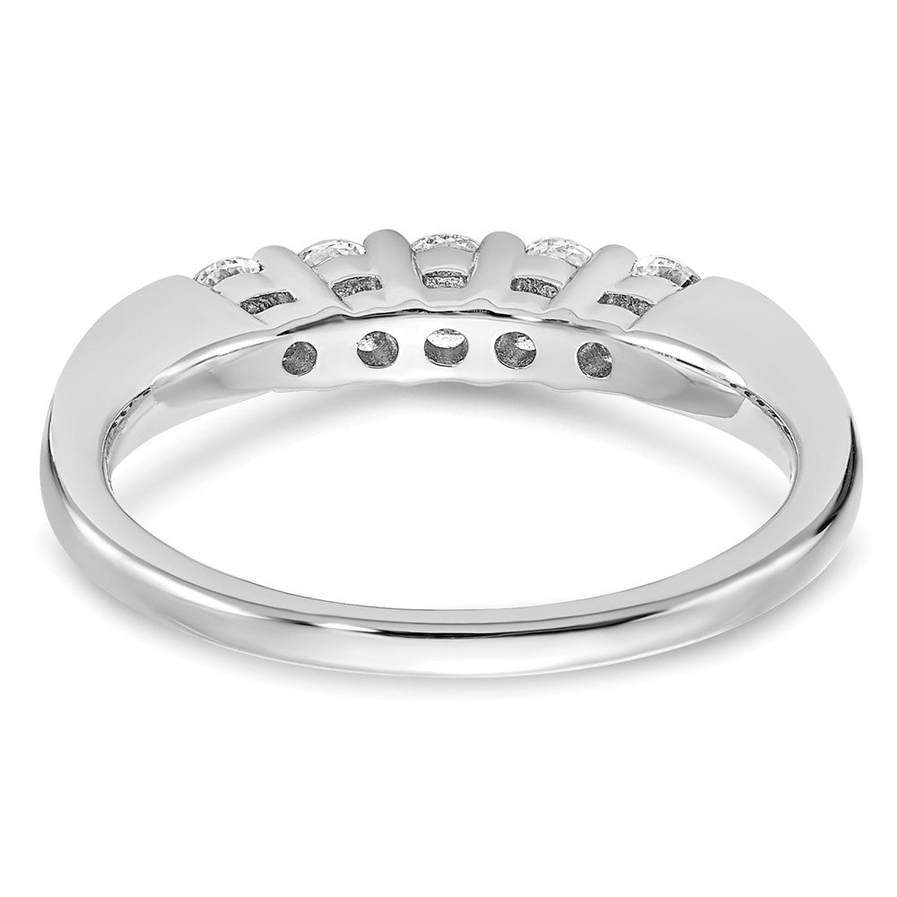 14K White Gold 5-Stone Shared Prong 1/2 carat Round Complete Diamond Band
