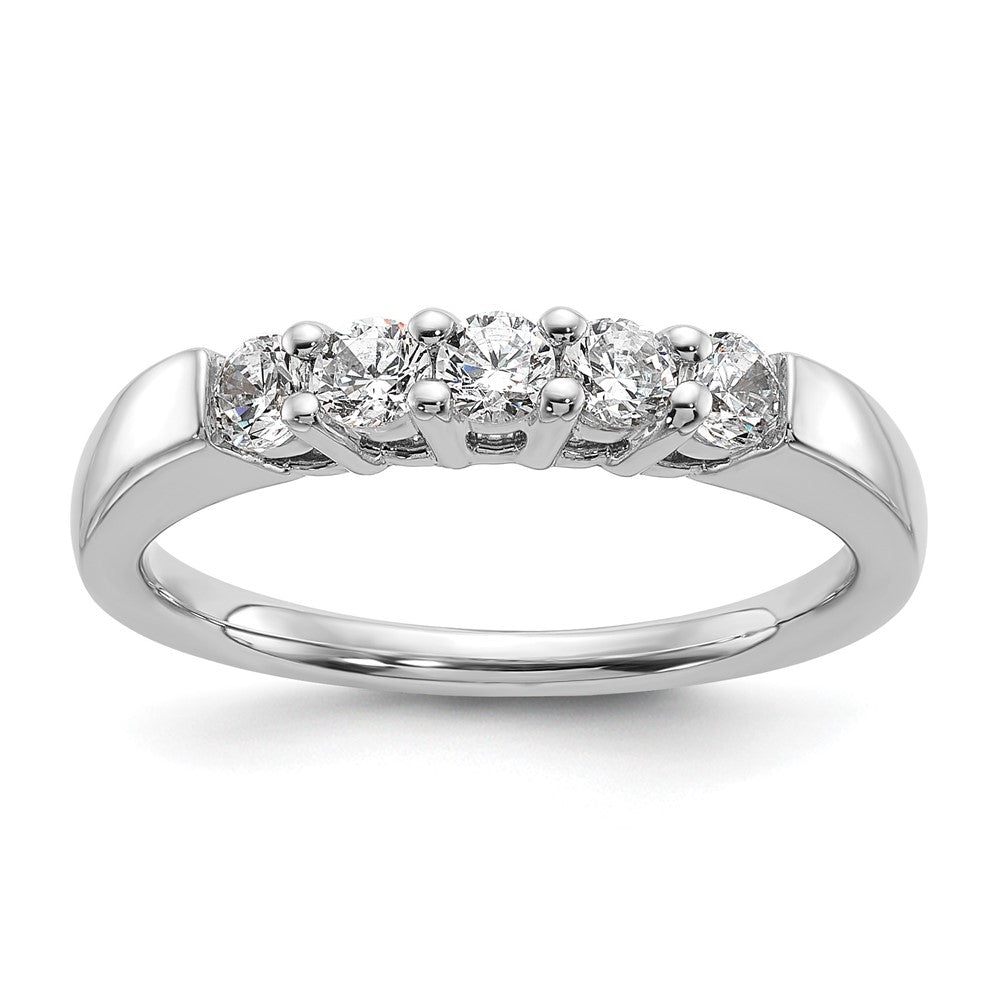 14K White Gold 5-Stone Shared Prong 1/2 carat Round Complete Diamond Band