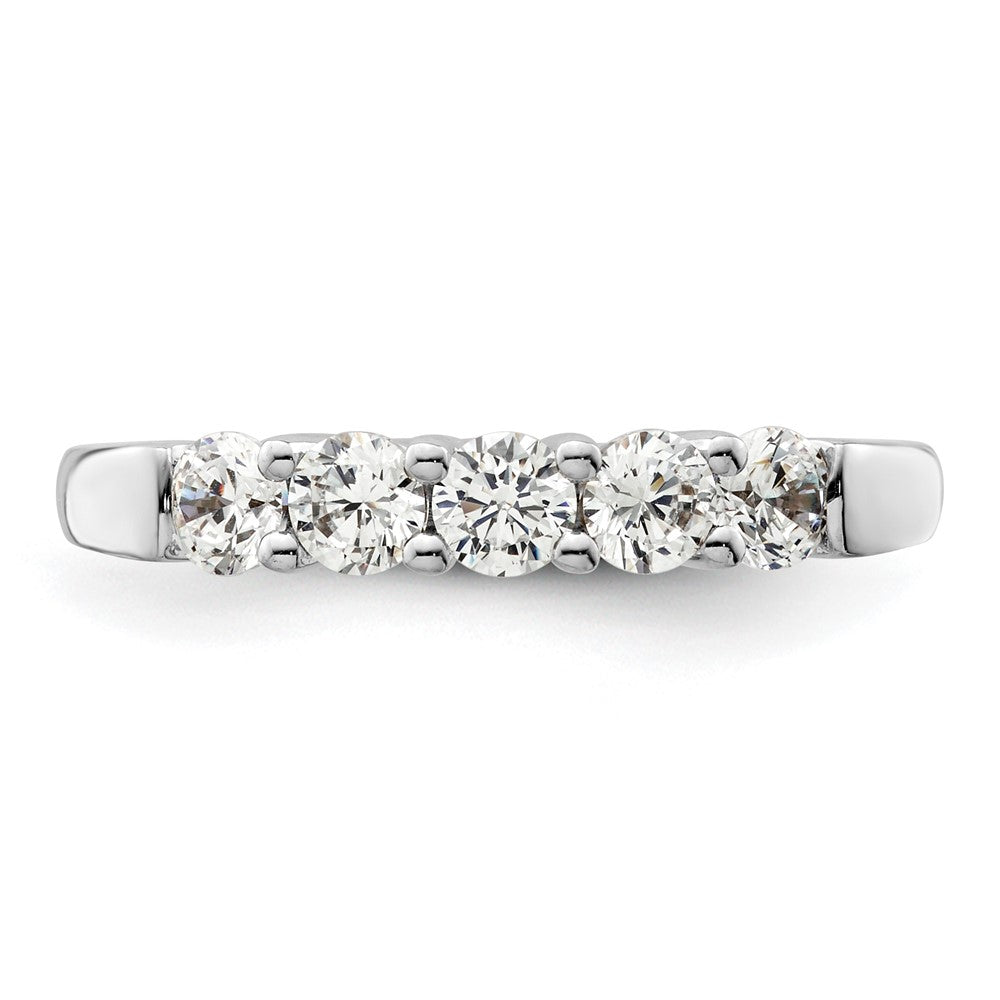 14K White Gold 5-Stone Shared Prong 3/4 carat Round Complete Diamond Band