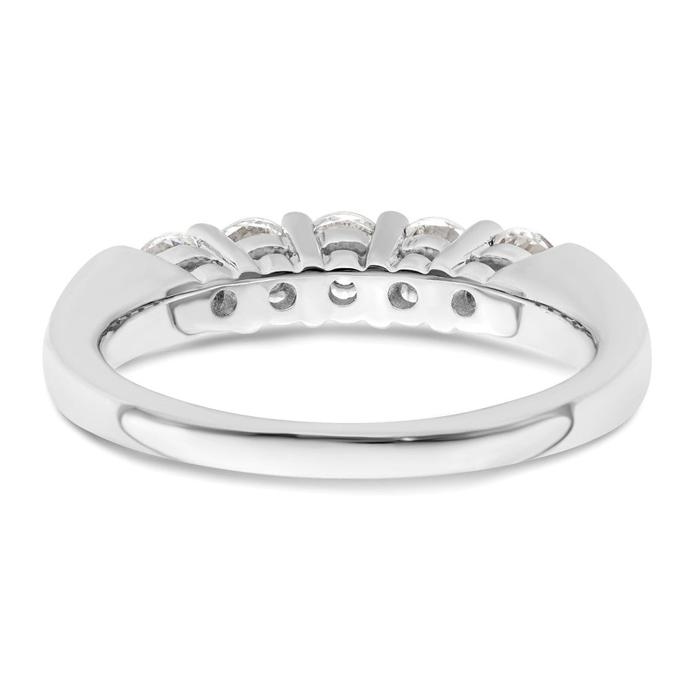 14K White Gold 5-Stone Shared Prong 3/4 carat Round Complete Diamond Band