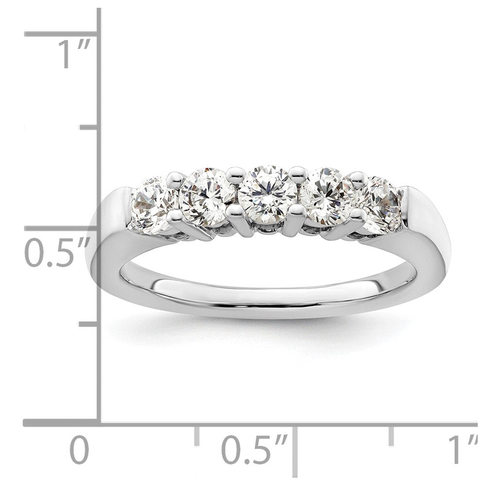 14K White Gold 5-Stone Shared Prong 3/4 carat Round Complete Diamond Band