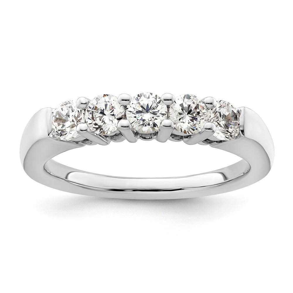 14K White Gold 5-Stone Shared Prong 3/4 carat Round Complete Diamond Band