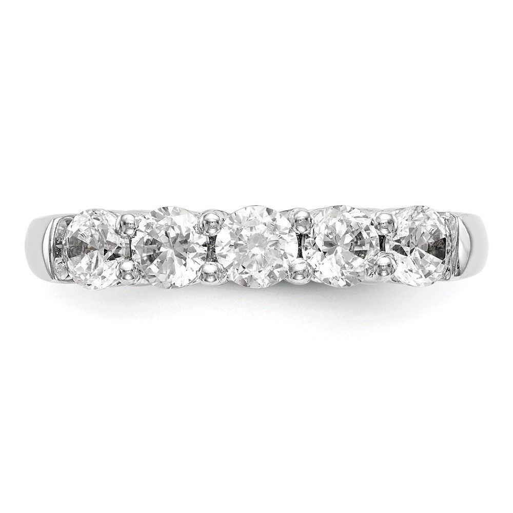 14K White Gold 5-Stone Shared Prong 1 carat Round Complete Diamond Band