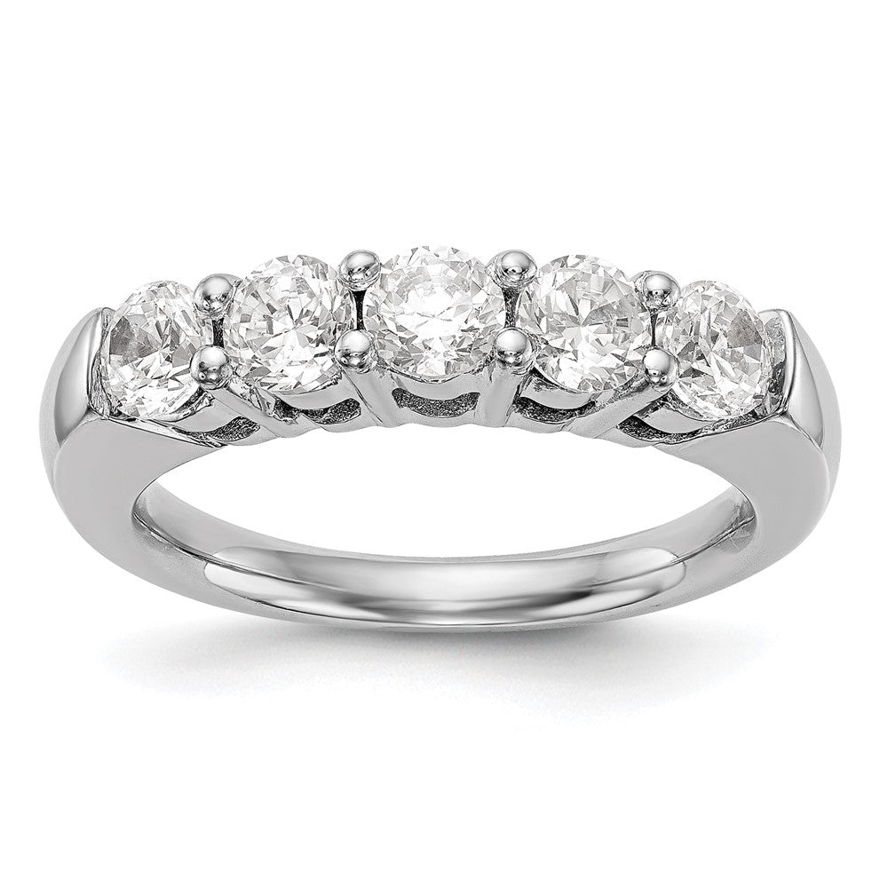 14K White Gold 5-Stone Shared Prong 1 carat Round Complete Diamond Band