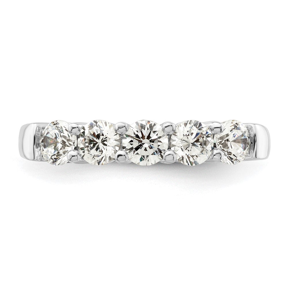 14K White Gold 5-Stone Shared Prong 1.25 carat Round Complete Diamond Band