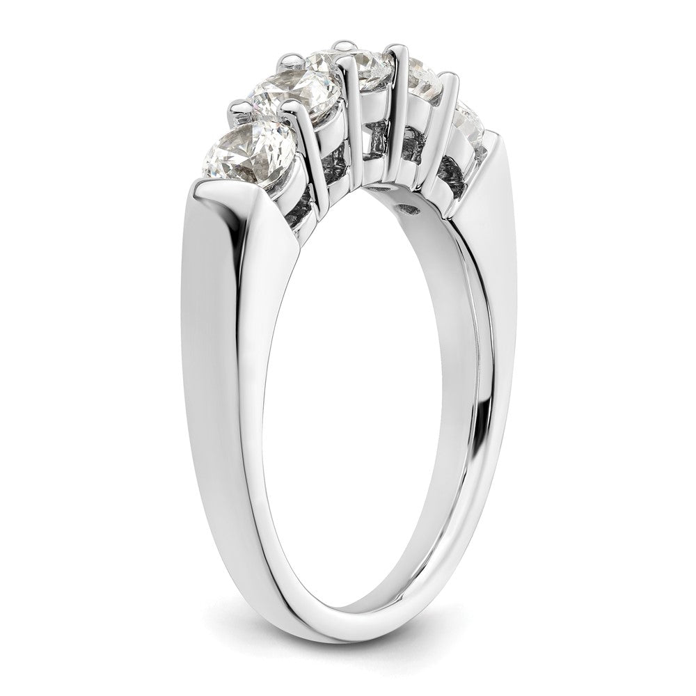 14K White Gold 5-Stone Shared Prong 1.25 carat Round Complete Diamond Band