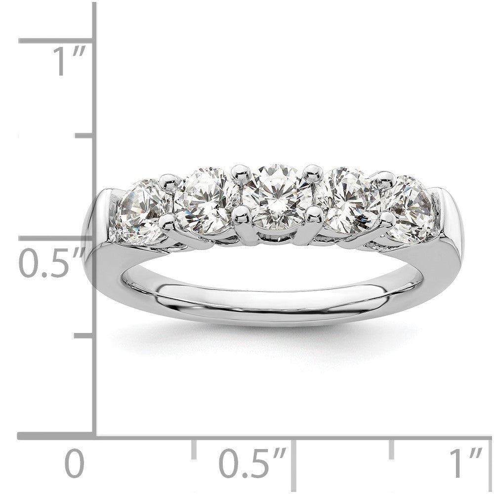 14K White Gold 5-Stone Shared Prong 1.25 carat Round Complete Diamond Band