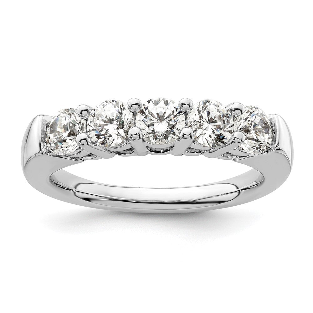 14K White Gold 5-Stone Shared Prong 1.25 carat Round Complete Diamond Band