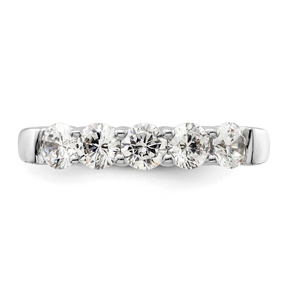 14K White Gold 5-Stone Shared Prong 1.5 carat Round Complete Diamond Band