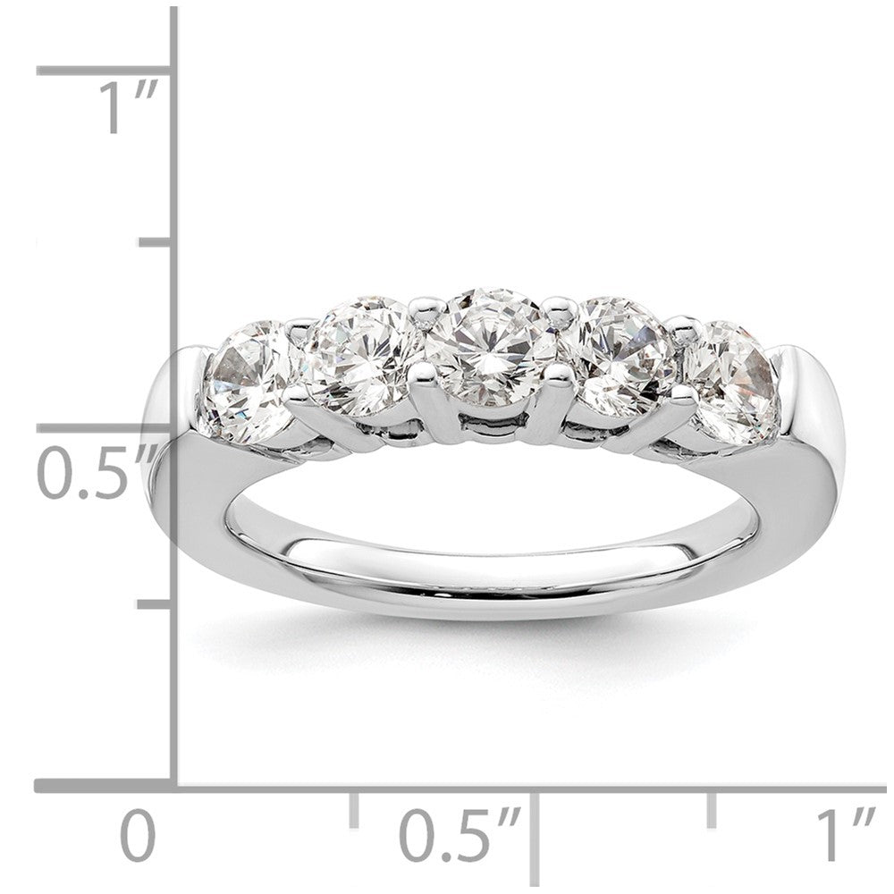 14K White Gold 5-Stone Shared Prong 1.5 carat Round Complete Diamond Band