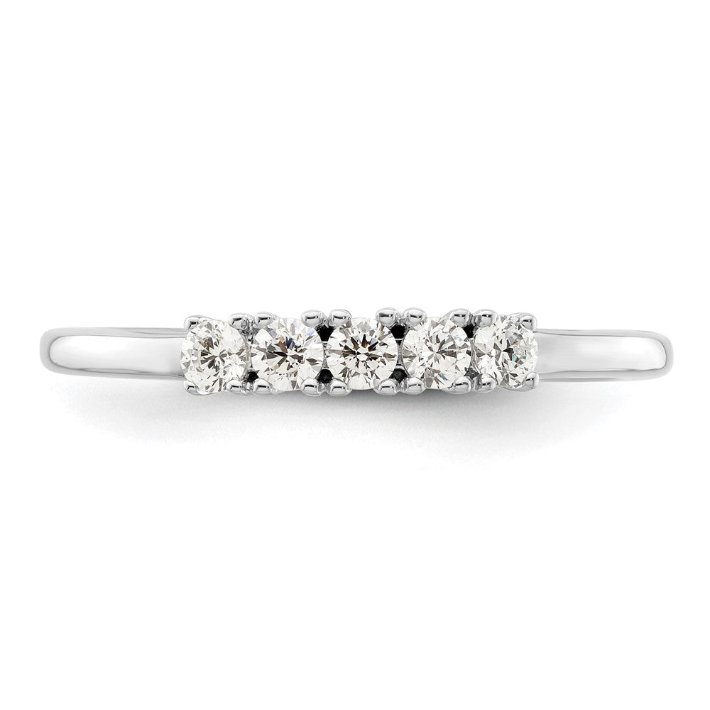14K White Gold 5-Stone Shared Prong 1/4 carat Round Complete Diamond Band