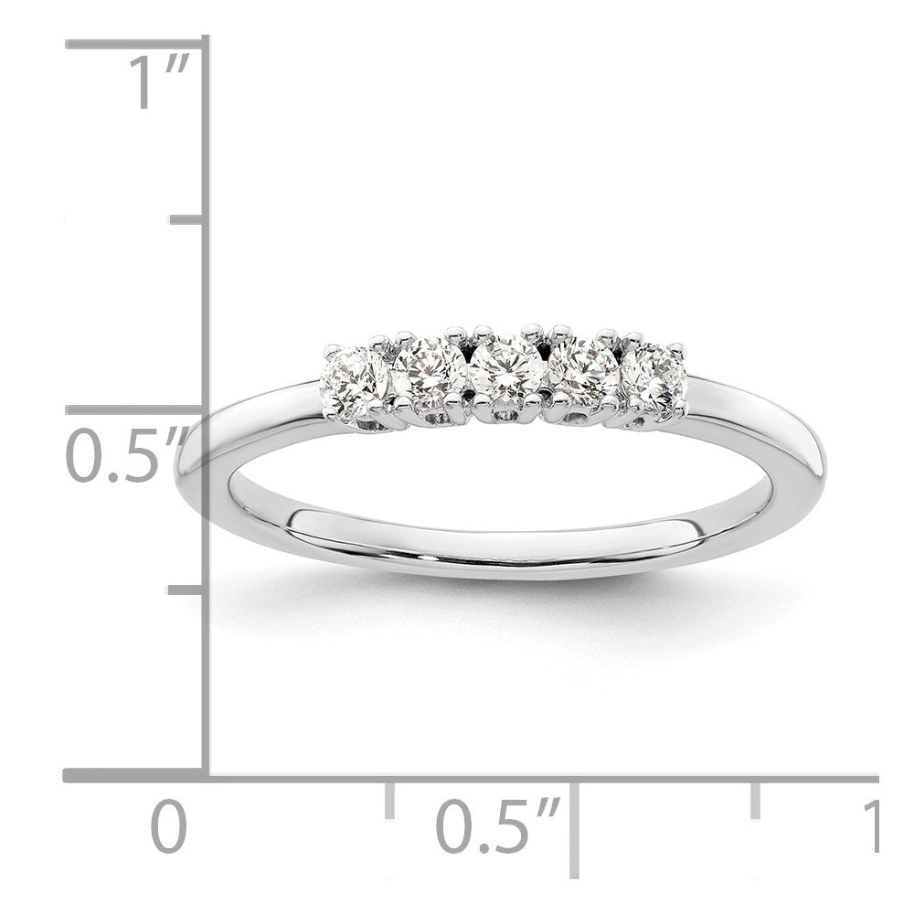 14K White Gold 5-Stone Shared Prong 1/4 carat Round Complete Diamond Band