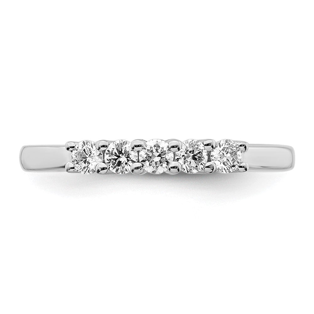 14K White Gold 5-Stone Shared Prong 1/3 carat Round Complete Diamond Band