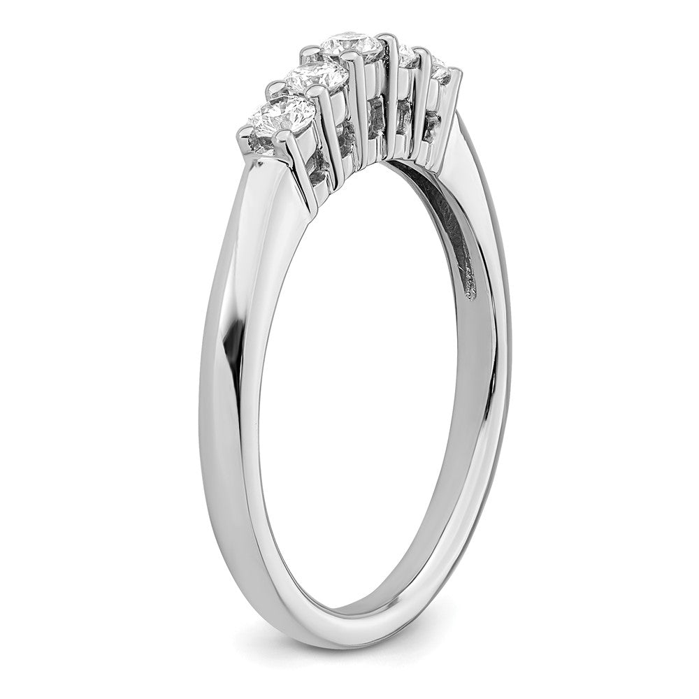 14K White Gold 5-Stone Shared Prong 1/3 carat Round Complete Diamond Band