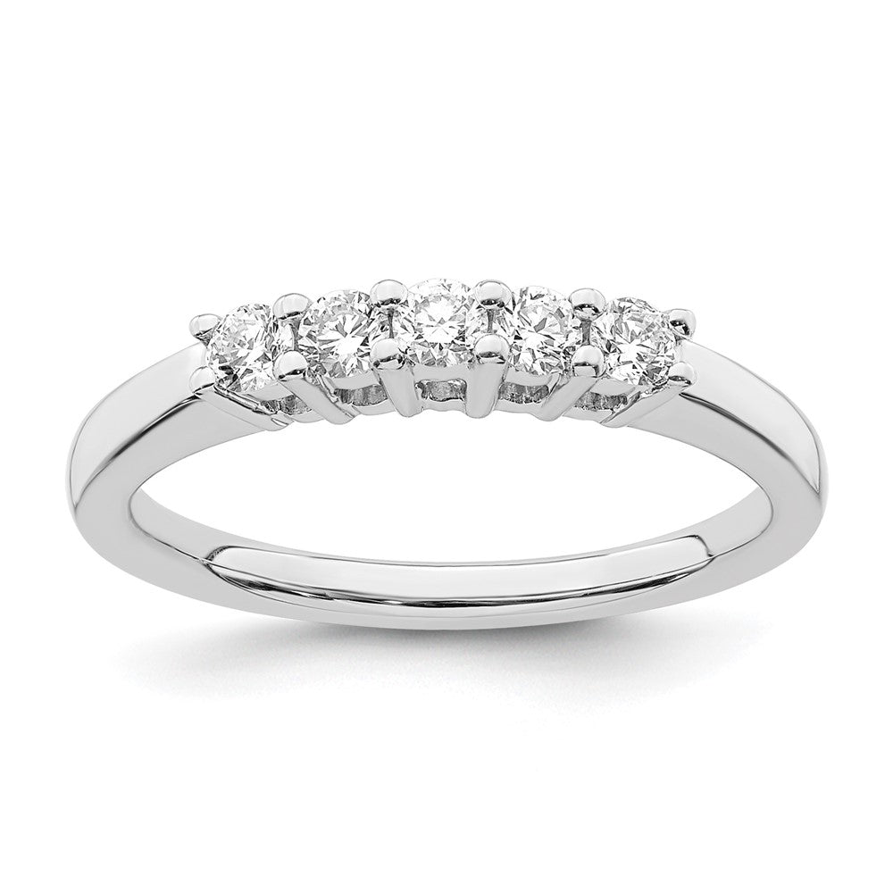 14K White Gold 5-Stone Shared Prong 1/3 carat Round Complete Diamond Band