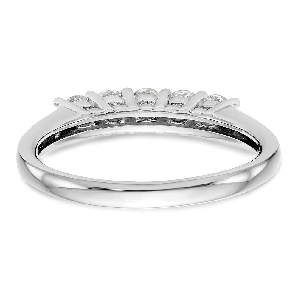 14K White Gold 5-Stone Shared Prong 1/2 carat Round Complete Diamond Band