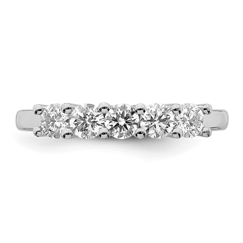 14K White Gold 5-Stone Shared Prong 3/4 carat Round Complete Diamond Band