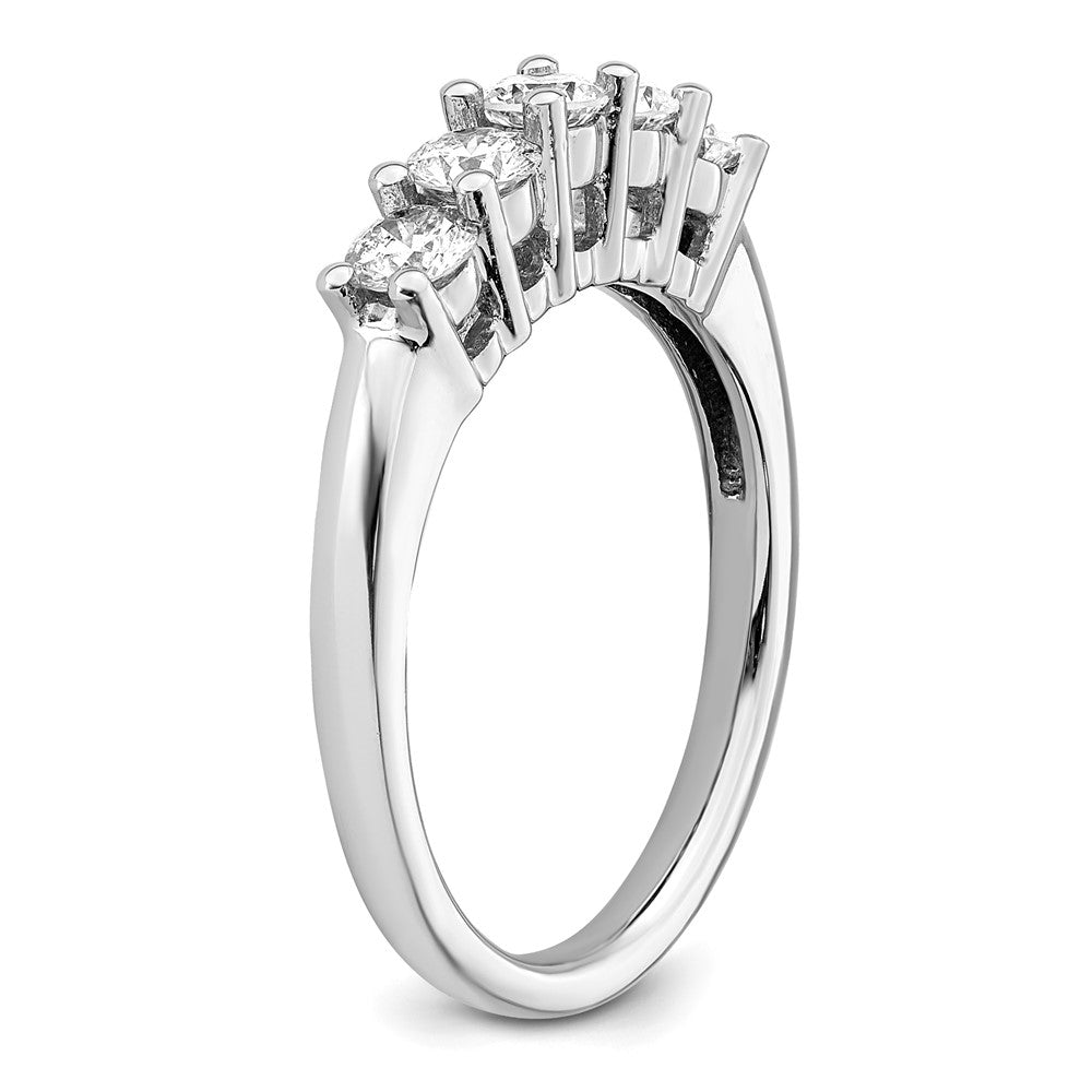 14K White Gold 5-Stone Shared Prong 3/4 carat Round Complete Diamond Band