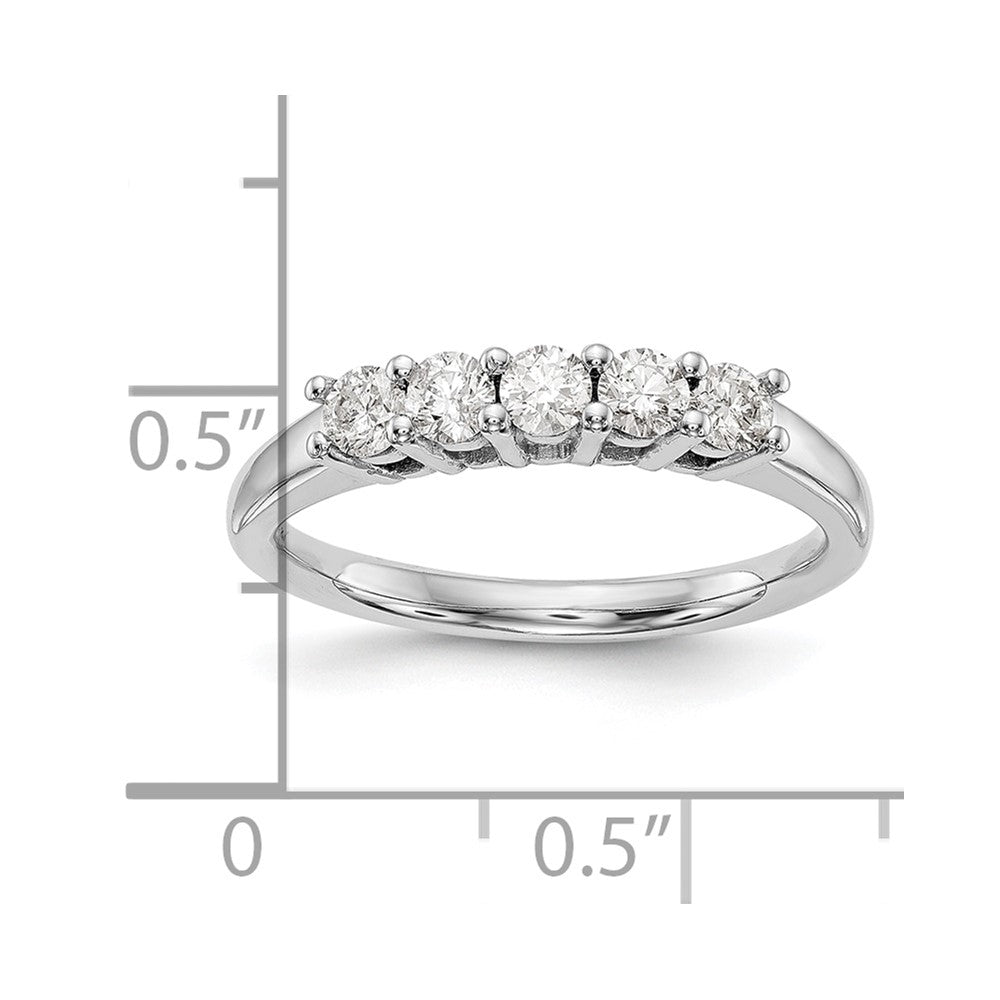 14K White Gold 5-Stone Shared Prong 3/4 carat Round Complete Diamond Band