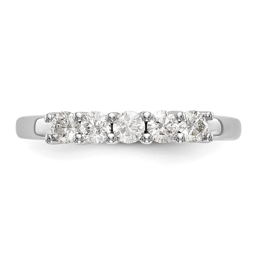 14K White Gold 5-Stone Shared Prong 1 carat Round Complete Diamond Band