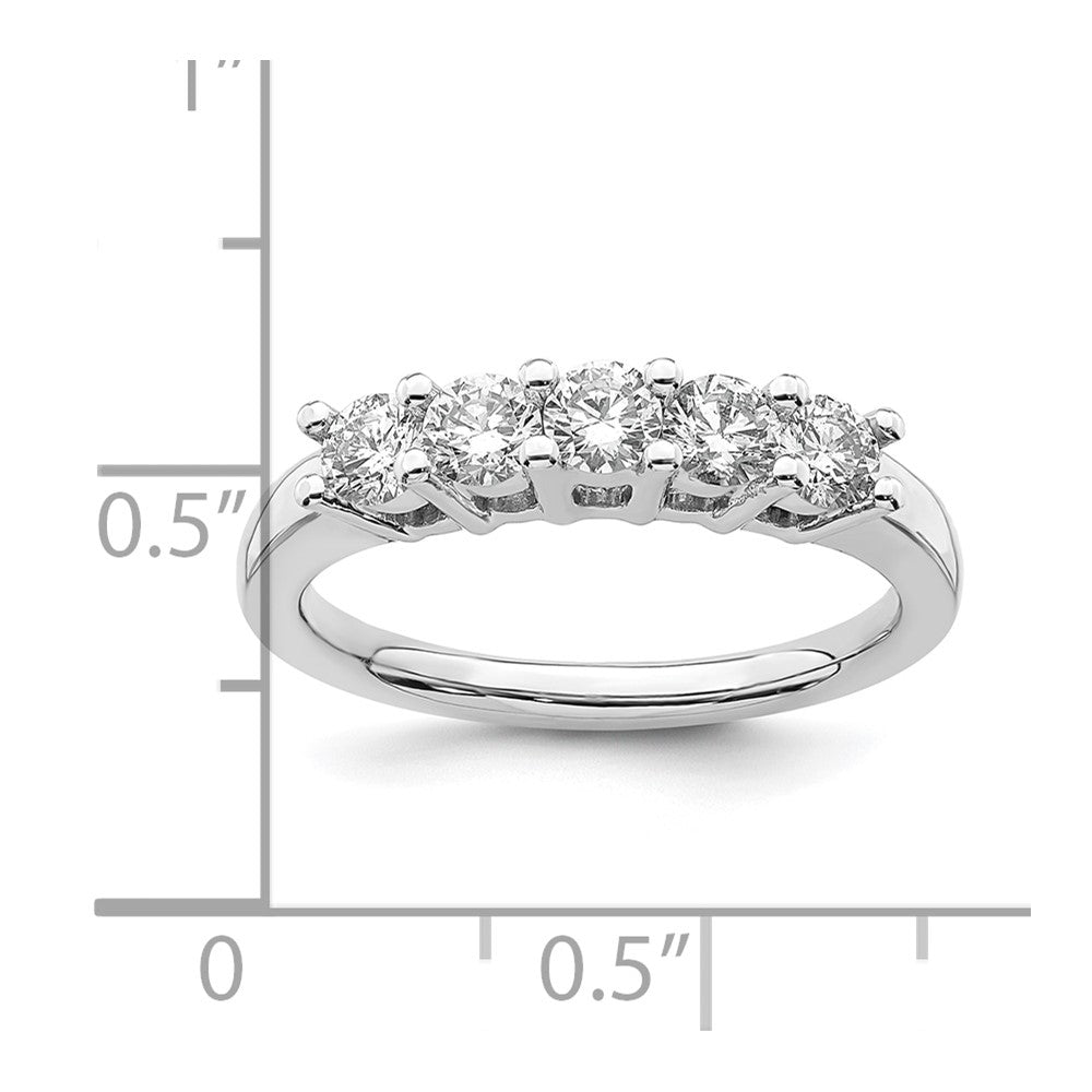 14K White Gold 5-Stone Shared Prong 1 carat Round Complete Diamond Band