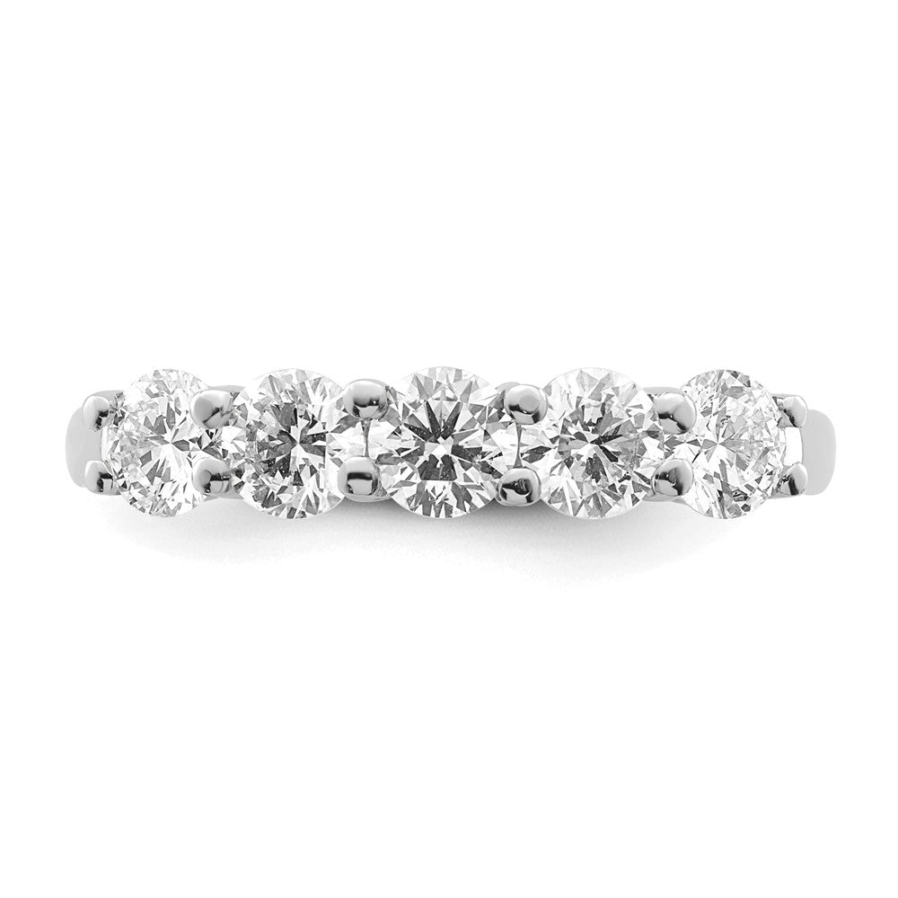 14K White Gold 5-Stone Shared Prong 1.25 carat Round Complete Diamond Band