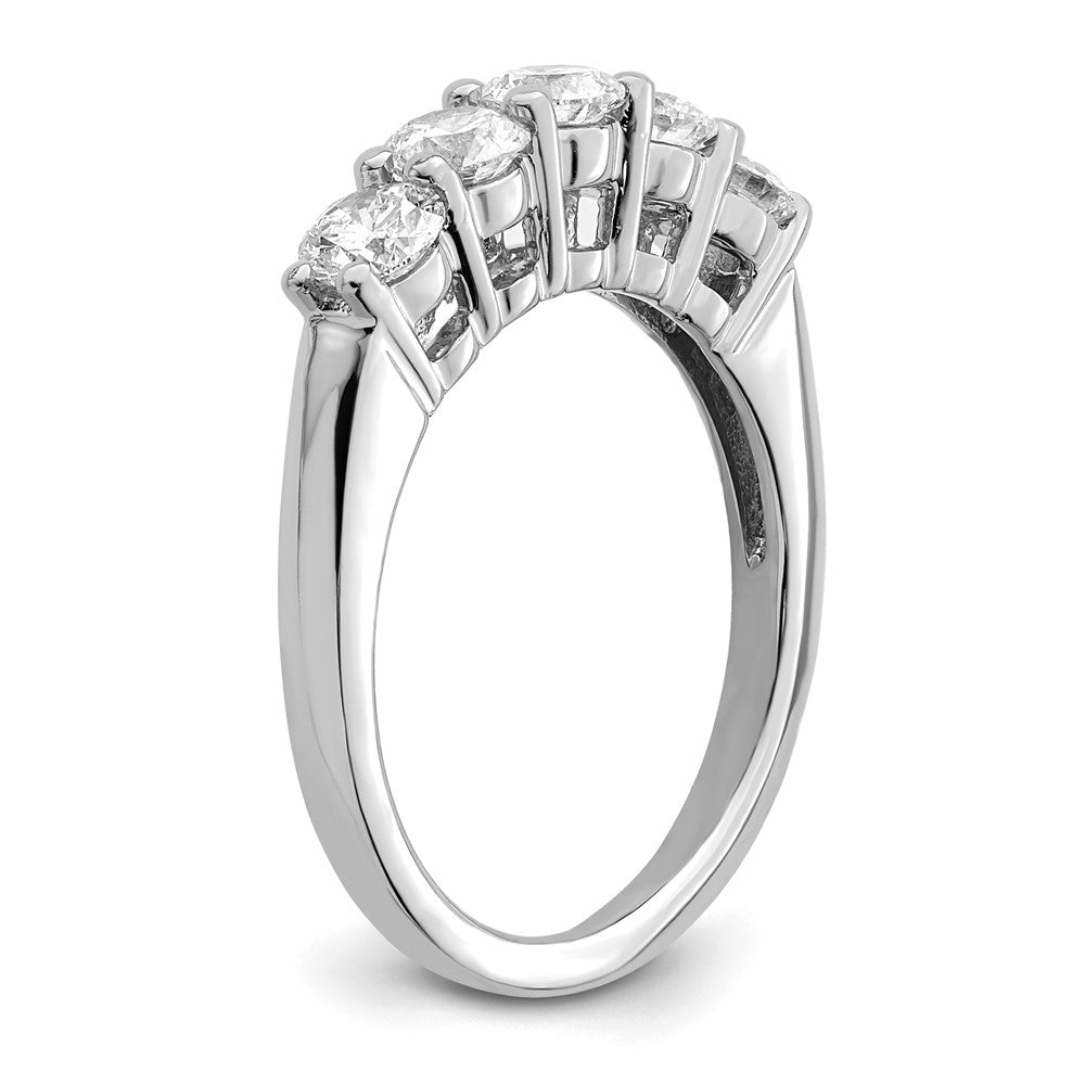 14K White Gold 5-Stone Shared Prong 1.25 carat Round Complete Diamond Band