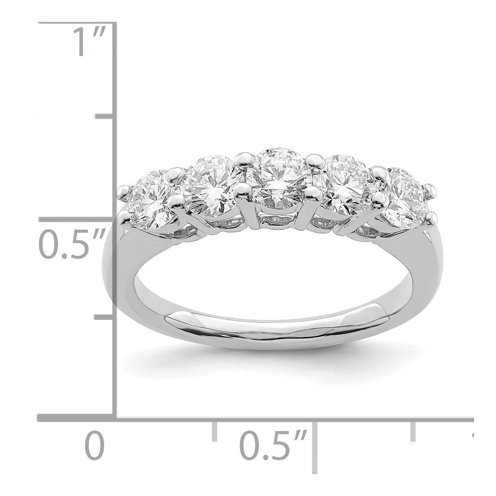 14K White Gold 5-Stone Shared Prong 1.25 carat Round Complete Diamond Band