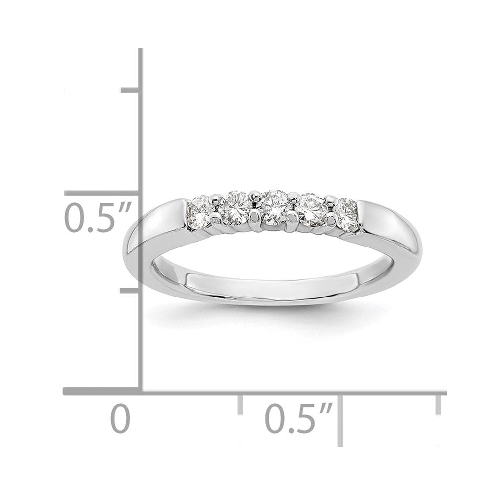 14K White Gold 5-Stone Shared Prong 1/4 carat Round Complete Diamond Band