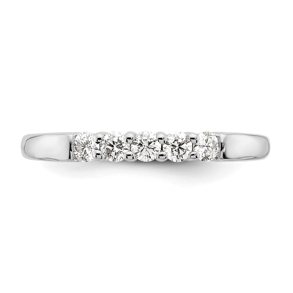 14K White Gold 5-Stone Shared Prong 1/3 carat Round Complete Diamond Band