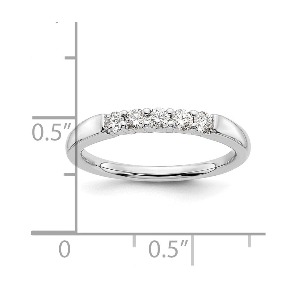 14K White Gold 5-Stone Shared Prong 1/3 carat Round Complete Diamond Band