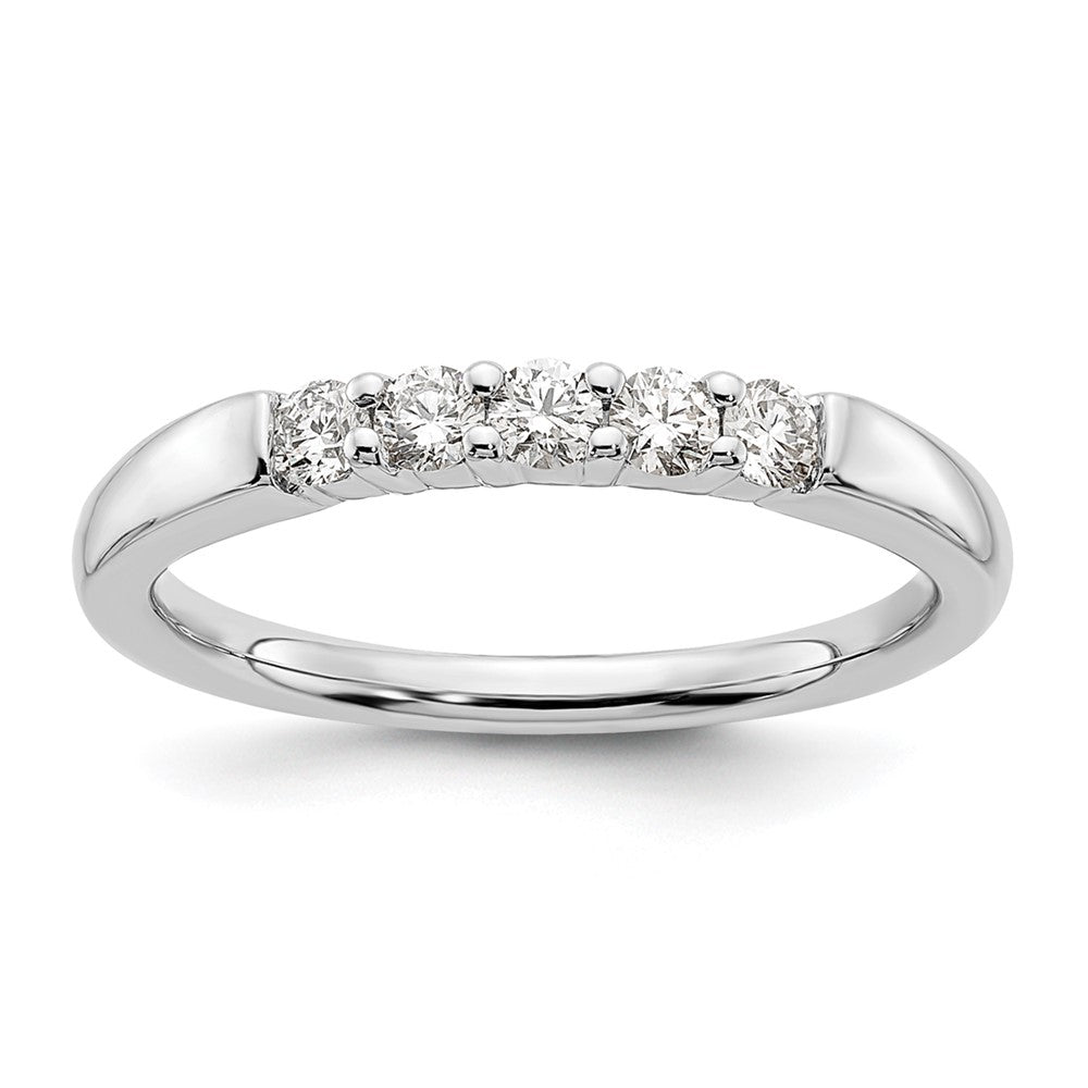 14K White Gold 5-Stone Shared Prong 1/3 carat Round Complete Diamond Band
