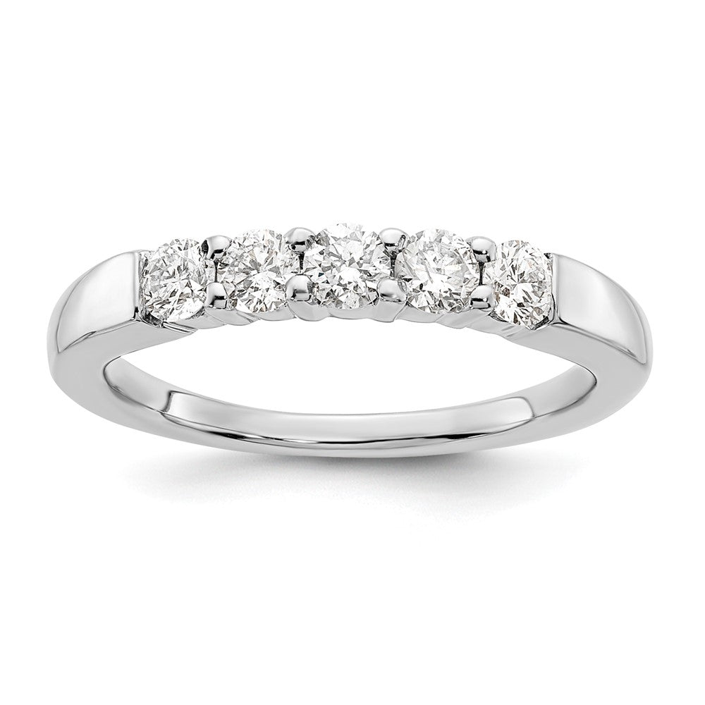 14K White Gold 5-Stone Shared Prong 1/2 carat Round Complete Diamond Band