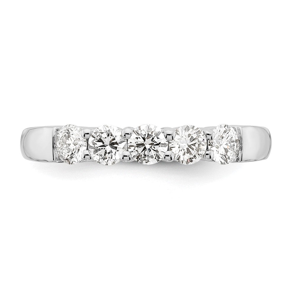 14K White Gold 5-Stone Shared Prong 3/4 carat Round Complete Diamond Band