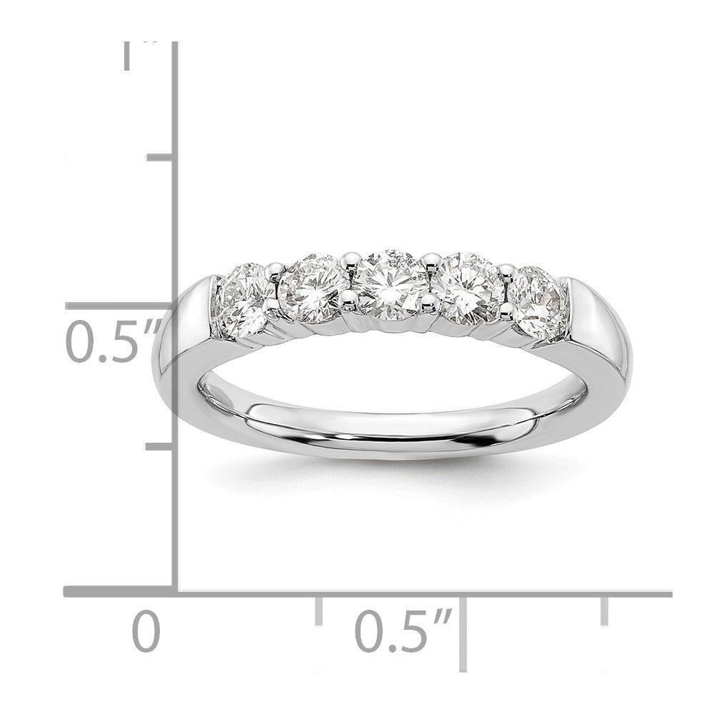 14K White Gold 5-Stone Shared Prong 3/4 carat Round Complete Diamond Band