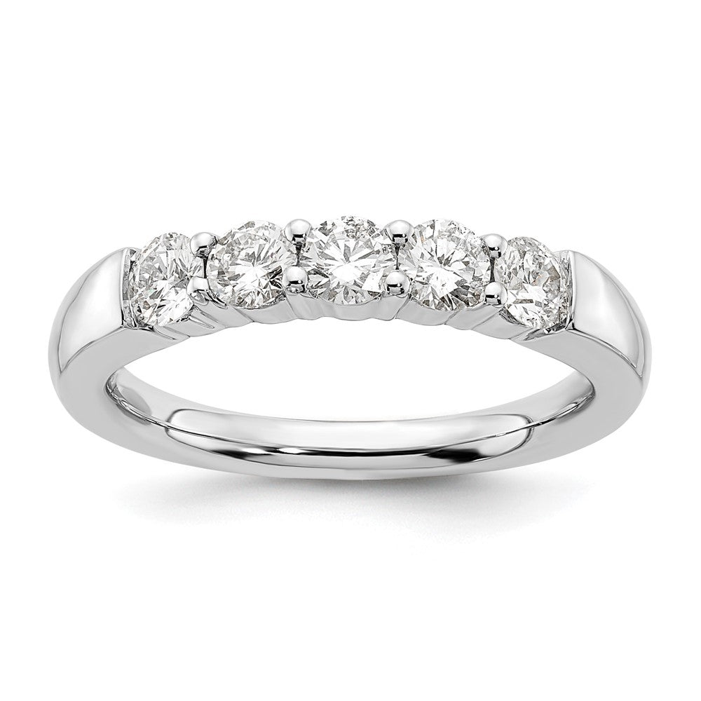 14K White Gold 5-Stone Shared Prong 3/4 carat Round Complete Diamond Band